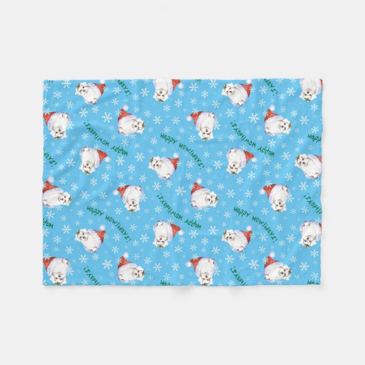 Weihnachtsmaltesisch Fleecedecke (Vorderseite (Horizontal))