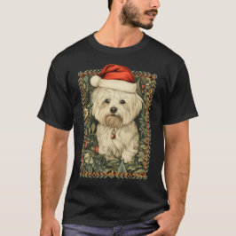 Weihnachtsmaltesische Santa William Morris Stil T-Shirt