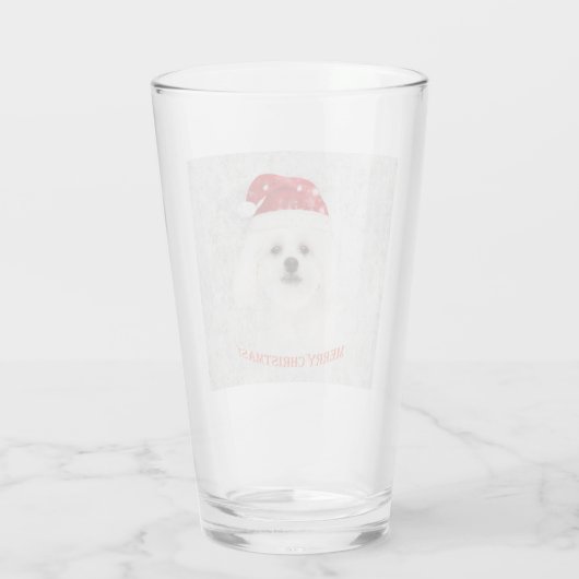 Weihnachtsmaltesischer Welpe Glas (Rückseite)