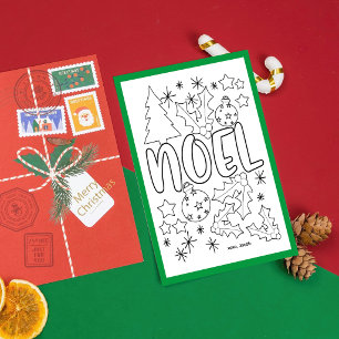 Weihnachtsmalvorlage Noel mit Unterschriftenzeile Postkarte