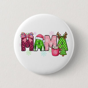 Weihnachtsmama Festive Leopard Santa Hut Button