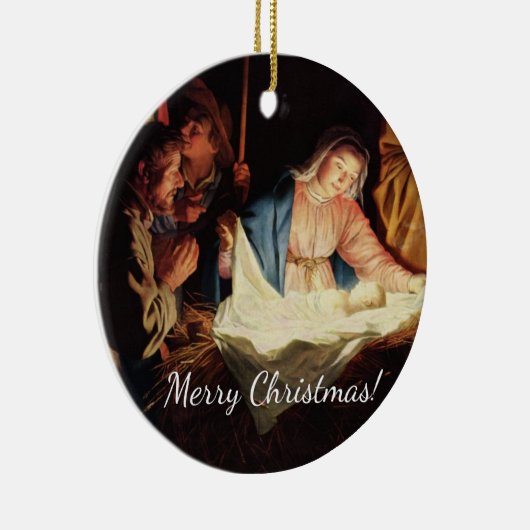 Weihnachtsmanagerszene Keramik Ornament (Rechts)