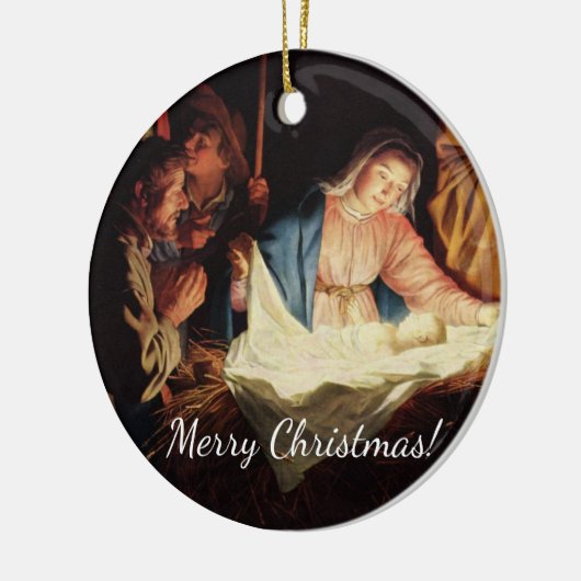 Weihnachtsmanagerszene Keramik Ornament (Links)