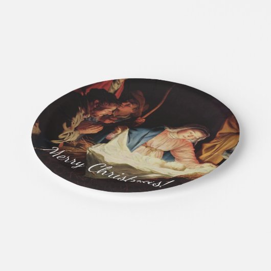 Weihnachtsmanagerszene Pappteller (Schrägansicht)