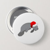Weihnachtsmanatee Funny Sea Kuh mit Weihnachtsmann Button (Vorne & Hinten)