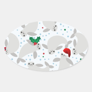 Weihnachtsmanatee Ovaler Aufkleber