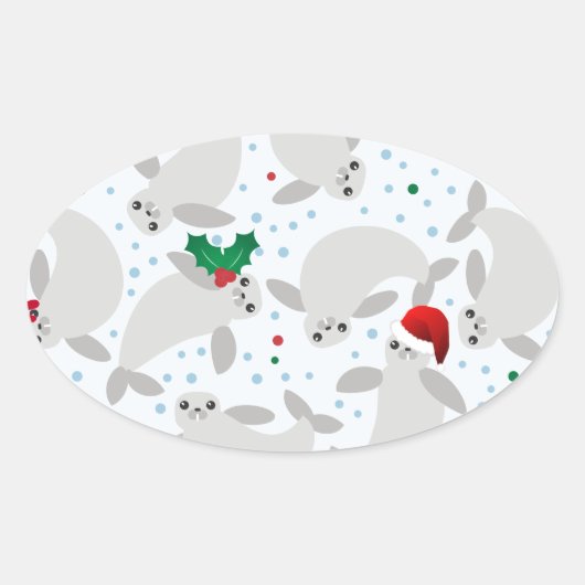 Weihnachtsmanatee Ovaler Aufkleber (Vorderseite)