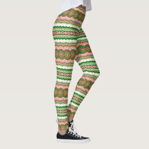 Weihnachtsmandala in Rot, Grün und warmem Gold Leggings