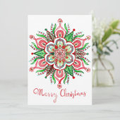 Weihnachtsmandala Schneeflocken Grußkarte Feiertagskarte (Stehend Vorderseite)