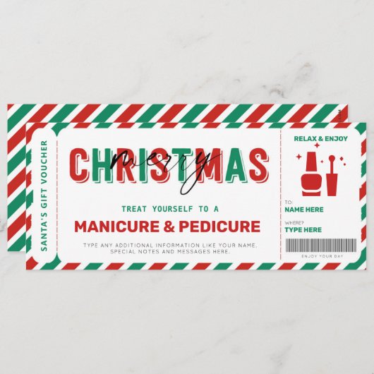 Weihnachtsmaniküre Pediküre Gutschein Mani Pedi (Vorne/Hinten)