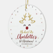 Weihnachtsmann 1. Weihnachtsfest Keramik Ornament (Links)