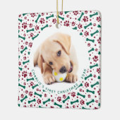 Weihnachtsmann 2 Hund Foto Paw Prints Personalisie Keramikornament (Links)