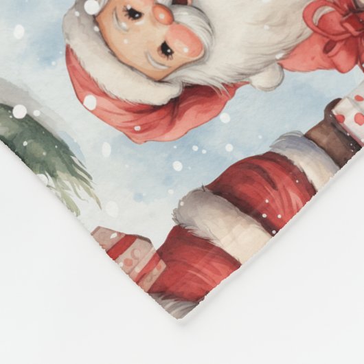 Weihnachtsmann 3 - Aquarell Fleecedecke (Ecke)