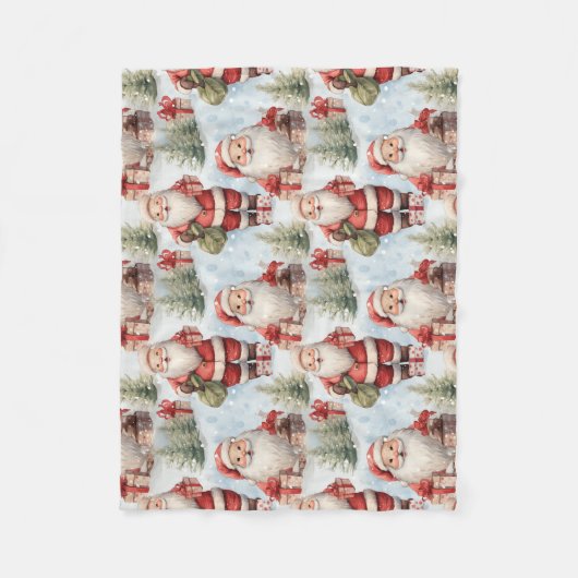Weihnachtsmann 3 - Aquarell Fleecedecke (Vorderseite)
