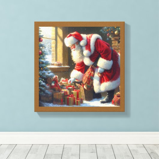 Weihnachtsmann 3 leinwanddruck (Insitu (Holzboden))