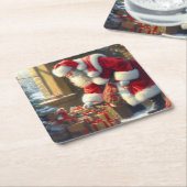 Weihnachtsmann 3 rechteckiger pappuntersetzer (angewinkelt)