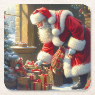 Weihnachtsmann 3 rechteckiger pappuntersetzer