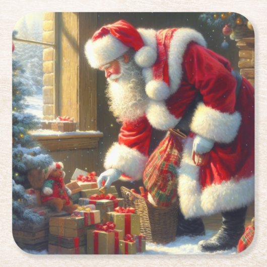 Weihnachtsmann 3 rechteckiger pappuntersetzer (Vorderseite)