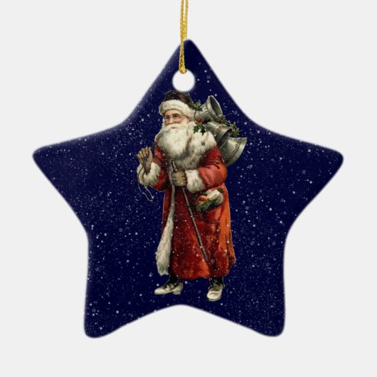Weihnachtsmann & 3 Weiße Männer Weihnachtsstern &  Keramik Ornament (Vorne)