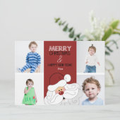 Weihnachtsmann 4-Foto 12x18 Weihnachtskarte Feiertagskarte (Stehend Vorderseite)
