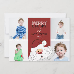 Weihnachtsmann 4-Foto 12x18 Weihnachtskarte Feiertagskarte