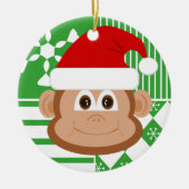 Weihnachtsmann-Affe-Weihnachtsverzierung Keramikornament (Vorne)
