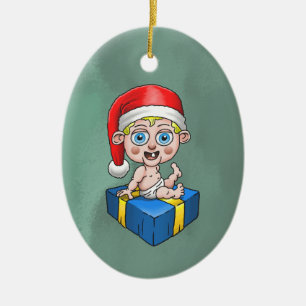 Weihnachtsmann als Baby Keramik Ornament