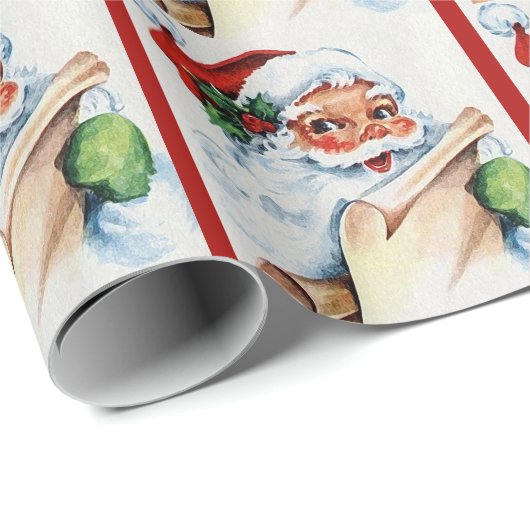 Weihnachtsmann Alte Mode Weihnachten Geschenkpapier (Rolleneckpunkt)