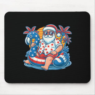 Weihnachtsmann am 4. Juli Santa Flamingo Pool Schw Mousepad