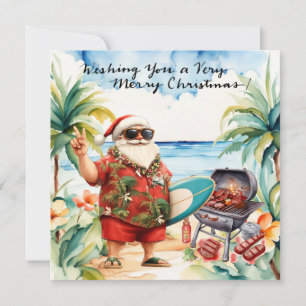 WEIHNACHTSMANN am Hawaii-Strand für Weihnachten