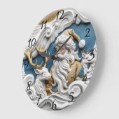 Weihnachtsmann am Heiligen Abend Große Wanduhr (Winkel)