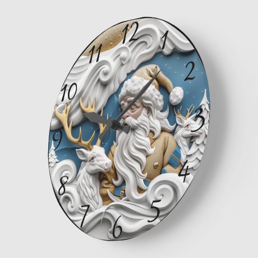 Weihnachtsmann am Heiligen Abend Große Wanduhr (Winkel)