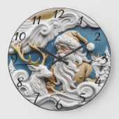 Weihnachtsmann am Heiligen Abend Große Wanduhr (Vorderseite)