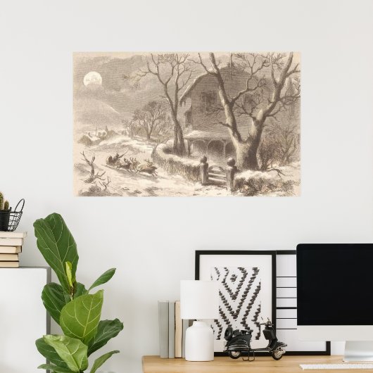 Weihnachtsmann am Heiligen Abend Poster (Heimbüro)