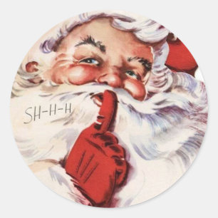 Weihnachtsmann am Heiligen Abend Shhh Vintage Runder Aufkleber