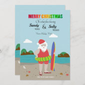 Weihnachtsmann am Strand Feiertagskarte (Vorne/Hinten)