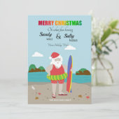 Weihnachtsmann am Strand Feiertagskarte (Stehend Vorderseite)