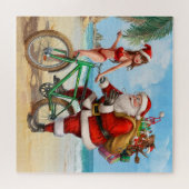 Weihnachtsmann am Strand, Frohe Weihnachten! Puzzle (Horizontal)