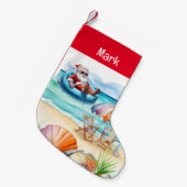 Weihnachtsmann am Strand Sommer Weihnachten Kleiner Weihnachtsstrumpf (Vorderansicht (hängend))