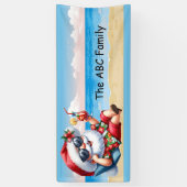 Weihnachtsmann am Strand Weihnachten im Juli Party Banner (Vertikal)