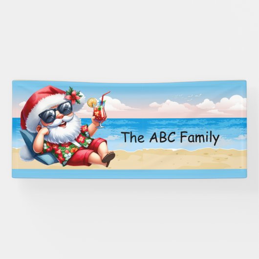 Weihnachtsmann am Strand Weihnachten im Juli Party Banner (Horizontal)