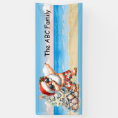 Weihnachtsmann am Strand Weihnachten im Juli Party Banner (Vertikal)