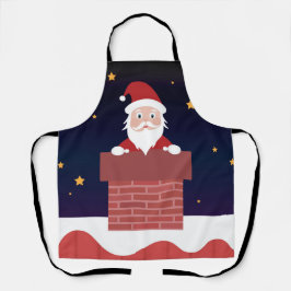 Weihnachtsmann am Weihnachtsabend am Kamin Schürze