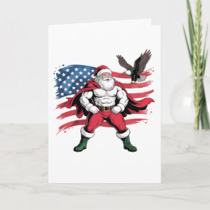Weihnachtsmann Amerikanische Flagge Adler Patrioti Karte