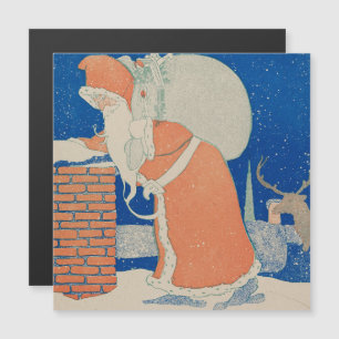 Weihnachtsmann an einem Kamin - Weihnachtskarte im Magnetkarte
