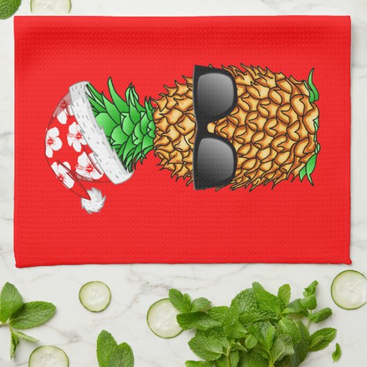Weihnachtsmann-Ananas Küchentuch (Gefaltet)