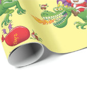 Weihnachtsmann änderte sein Ren für einen Drachen Geschenkpapier (Rolleneckpunkt)