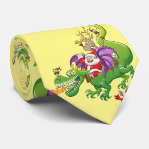 Weihnachtsmann änderte sein Ren für einen Drachen Krawatte