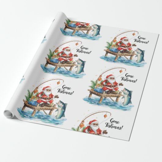 Weihnachtsmann angeln Weihnachten Geschenkpapier (Ungerollt)