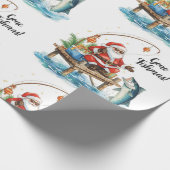 Weihnachtsmann angeln Weihnachten Geschenkpapier (Ecke)